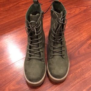 Olive green combat boots